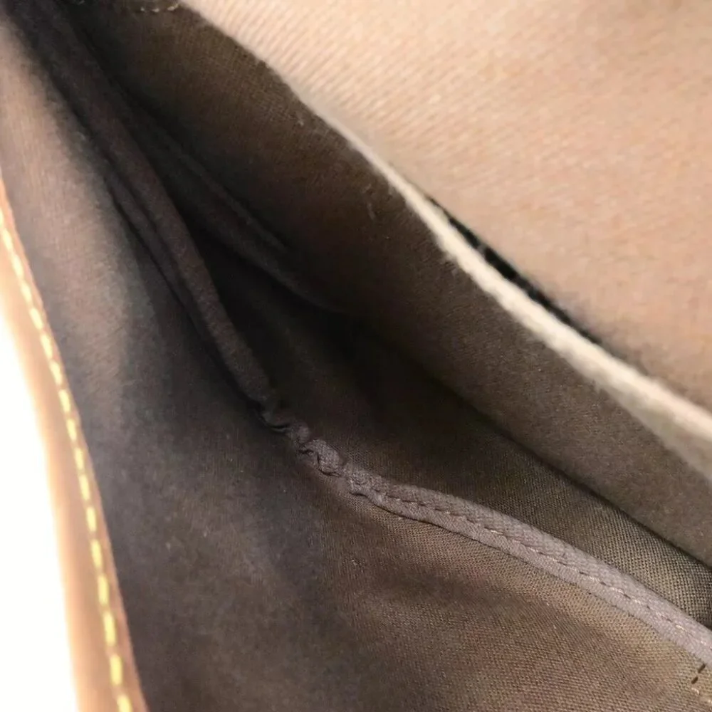 LOUIS VUITTON Logo Saumur 30 Shoulder Bag Monogram Leather Brown